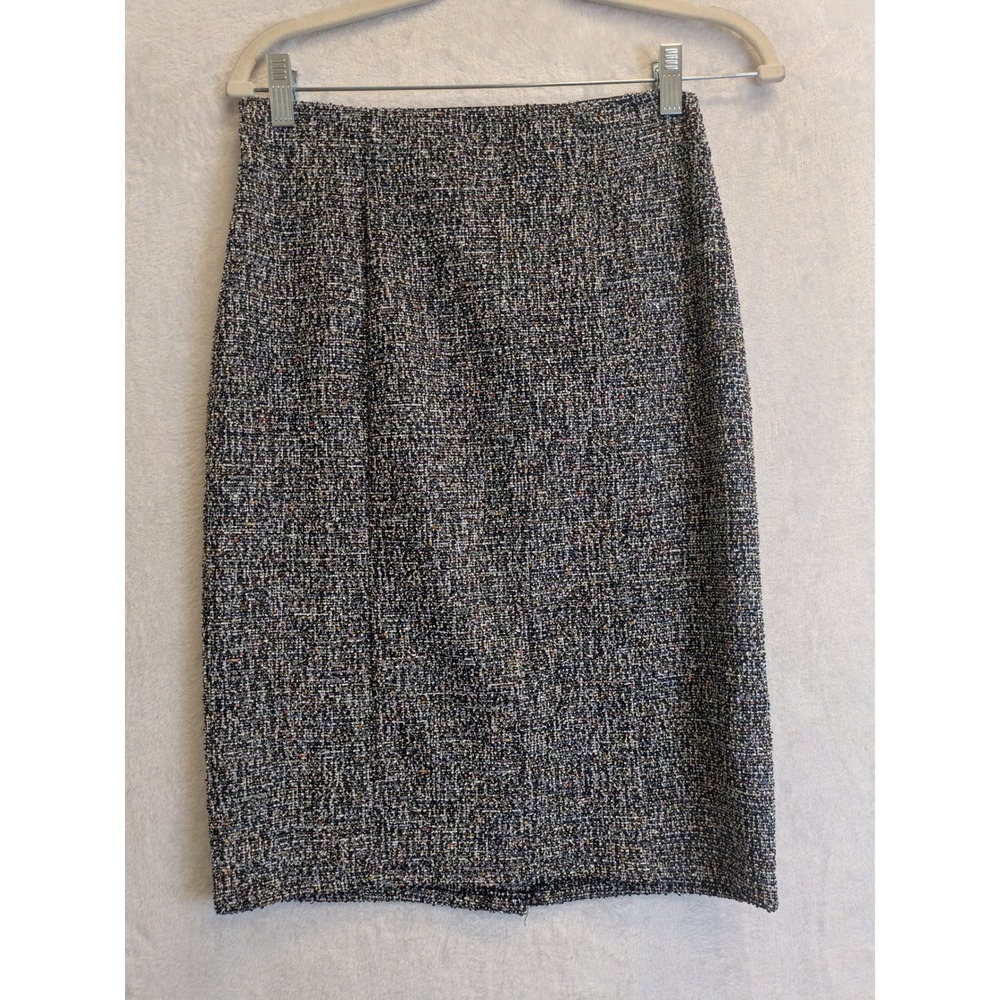 Kate Kasin Tweed Pencil Skirt Black Multi Color‎ Size Small